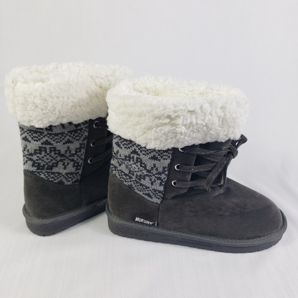 Muk Luks Gray Women's Tie Boots